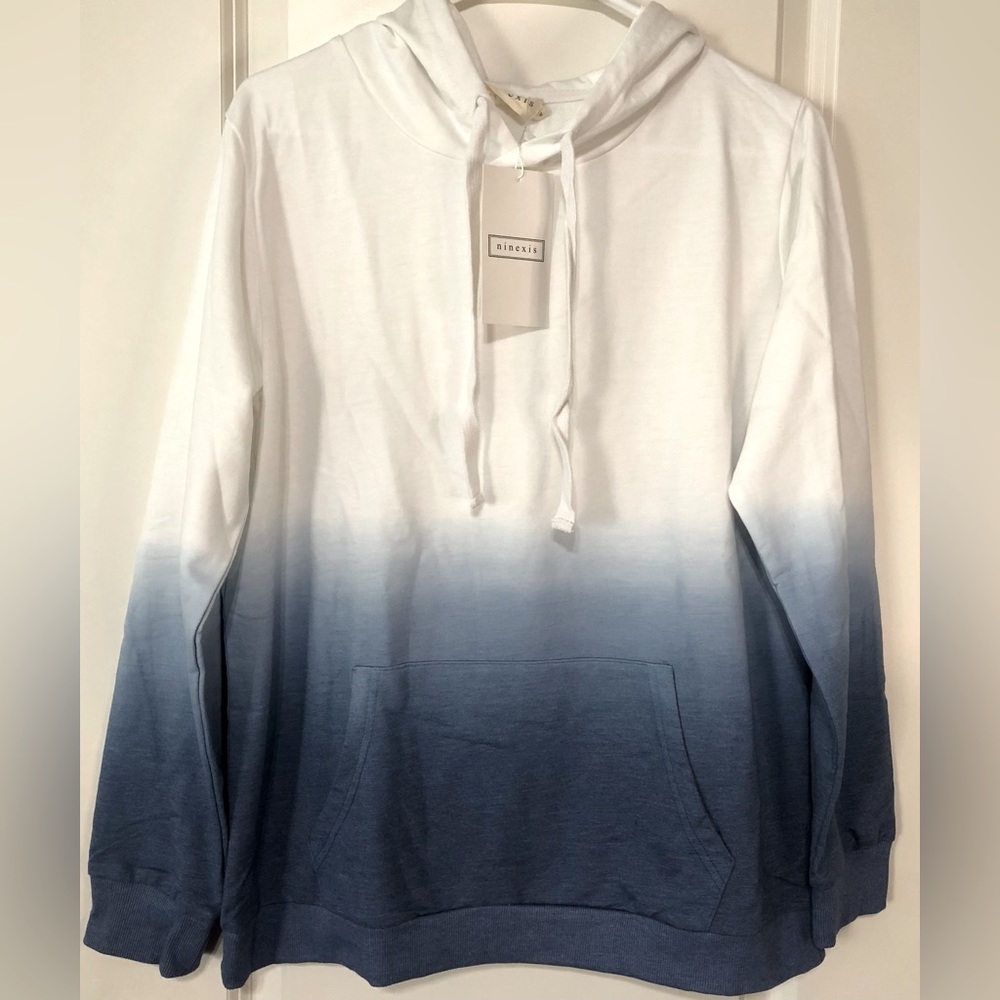 Ninexis Ombré Sweatshirt Hoodie Blue Size Medium New
